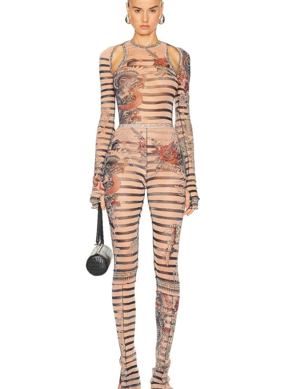 Jean Paul Gaultier Printed Mariniere Tattoo Flare Trouser in